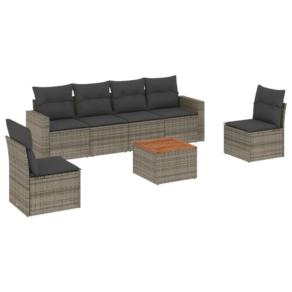 Garden Sofa Set 7 Piece Outdoor Furniture Grey Poly Rattan Patio Lounge Seats