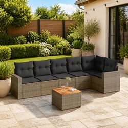 7 Piece Garden Sofa Set Grey Poly Rattan Outdoor Furniture Patio Sectional