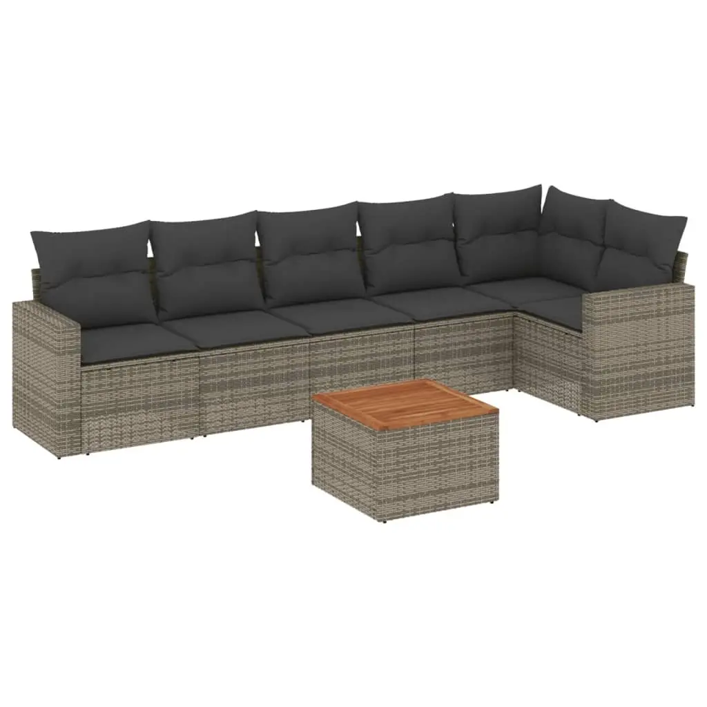 7 Piece Garden Sofa Set Grey Poly Rattan Outdoor Furniture Patio Sectional