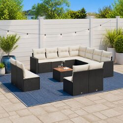 Garden Sofa Set 12 Piece Black Poly Rattan Outdoor Furniture Patio Seating