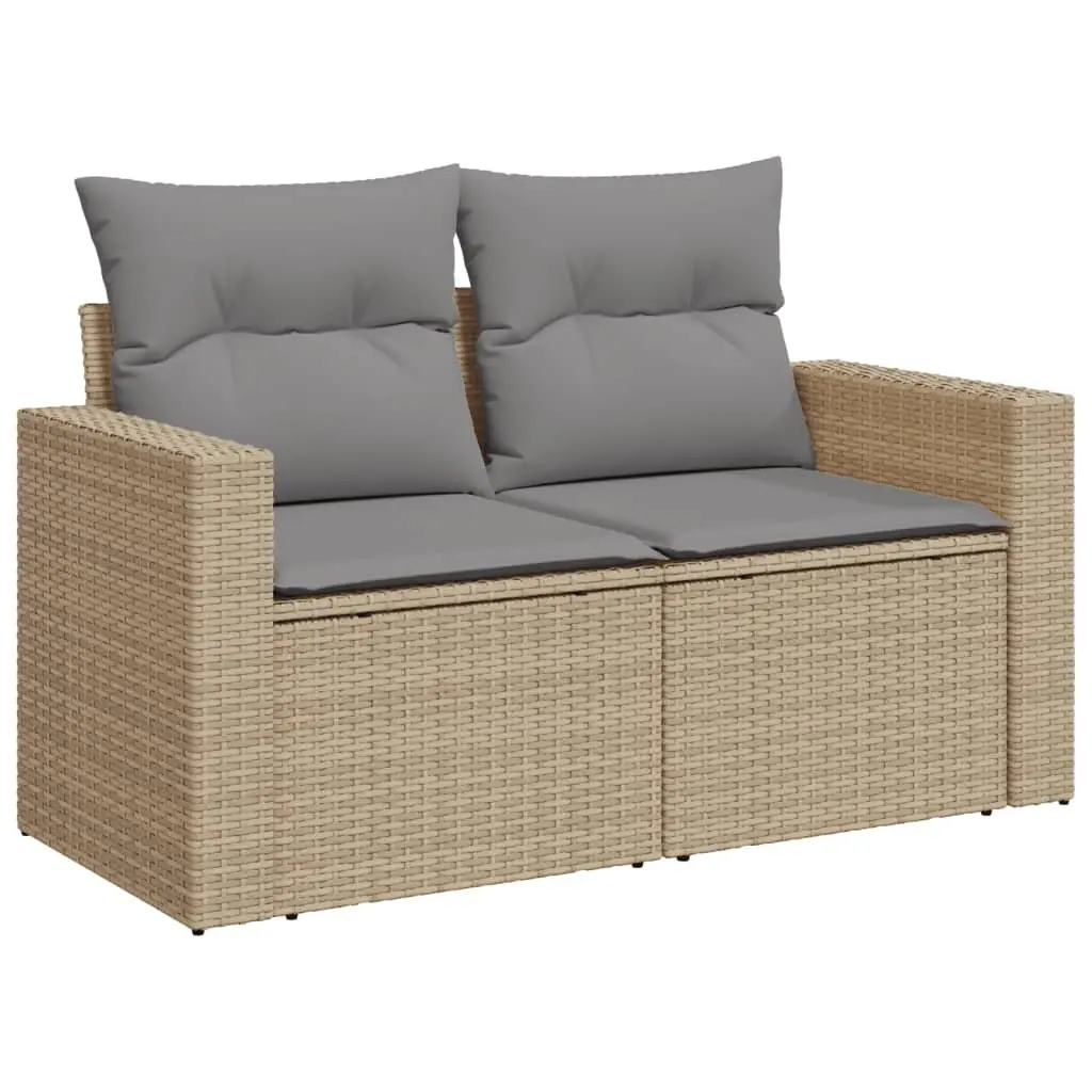 Garden Sofa Set 12 Piece Outdoor Furniture Beige Poly Rattan Patio Lounge