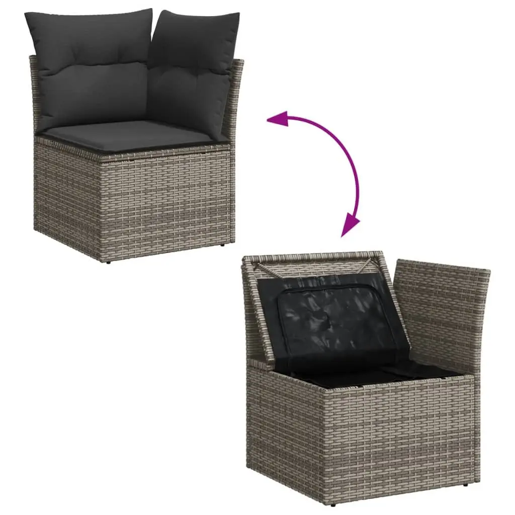 7 Piece Garden Sofa Set Grey Poly Rattan Outdoor Furniture Patio Lounge with