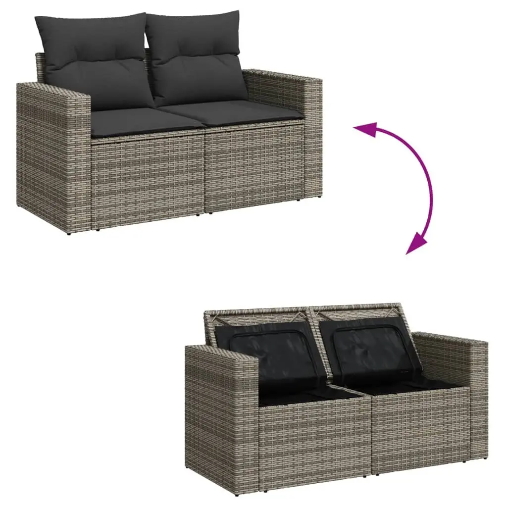 7 Piece Garden Sofa Set Grey Poly Rattan Outdoor Furniture Patio Lounge with