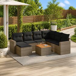Garden Sofa Set 8 Piece Outdoor Furniture Grey Poly Rattan Modular Patio Lounge