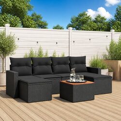 7 Piece Garden Sofa Set Outdoor Patio Furniture with Cushions Storage Black