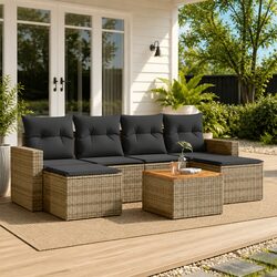 Garden Sofa Set 7 Piece Outdoor Furniture Patio Grey Poly Rattan Modular Lounge