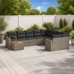 Garden Sofa Set 10 Piece Outdoor Patio Furniture Grey Poly Rattan Modular Lounge