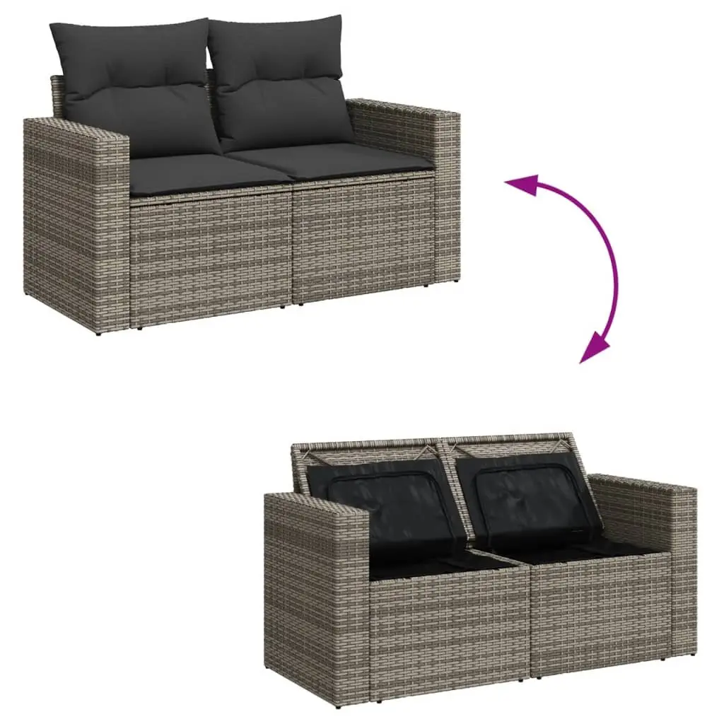 12 Piece Grey Poly Rattan Garden Sofa Set Outdoor Patio Furniture with Cushions