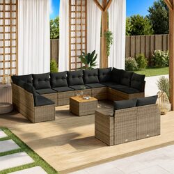 13 Piece Garden Sofa Set Grey Poly Rattan Outdoor Furniture Patio Lounge