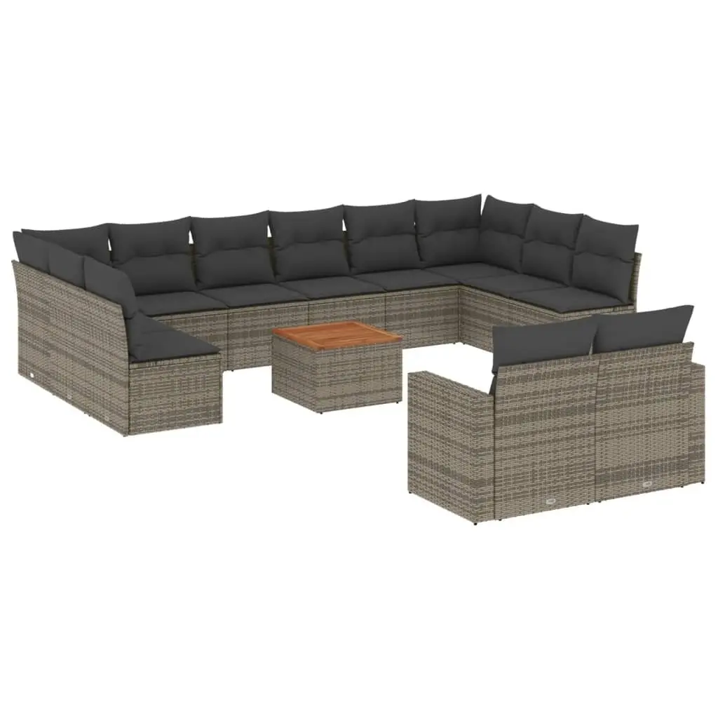 13 Piece Garden Sofa Set Grey Poly Rattan Outdoor Furniture Patio Lounge