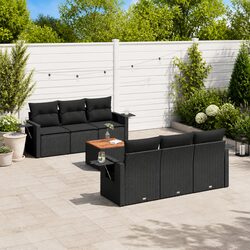 7 Piece Garden Sofa Set with Cushions Black Outdoor Furniture Patio Seating
