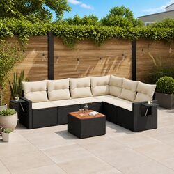Garden Sofa Set 7 Piece Black Outdoor Furniture Modular Patio Rattan with