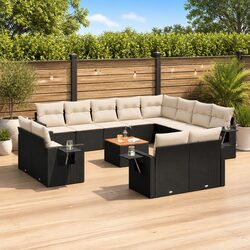 13 Piece Garden Sofa Set Outdoor Furniture Patio Sectional with Cushions Black
