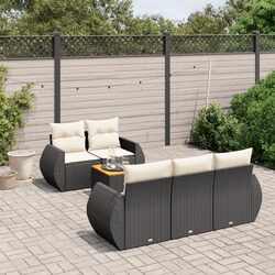 Garden Sofa Set 6 Piece Outdoor Furniture Black Poly Rattan Cushions Patio
