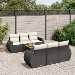7 Piece Garden Sofa Set Outdoor Patio Furniture with Cushions Storage Black