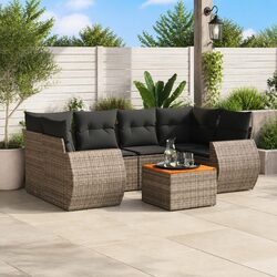 Garden Sofa Set 7 Piece Outdoor Furniture Grey Poly Rattan Modular Patio Seating