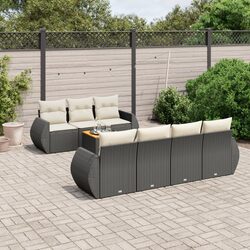 Garden Sofa Set 8 Piece Outdoor Furniture Patio Black Poly Rattan Modular
