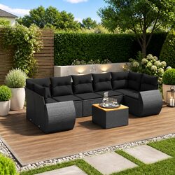 Garden Sofa Set 8 Piece Outdoor Furniture Patio Sectional with Storage Cushions