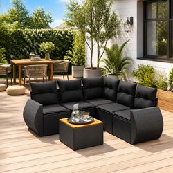 6 Piece Garden Sofa Set Outdoor Patio Furniture Modular Rattan Lounge with