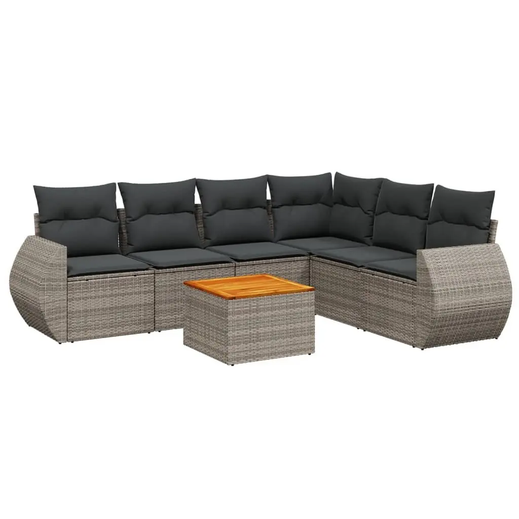 7 Piece Garden Sofa Set with Storage Cushions Grey Outdoor Patio Furniture