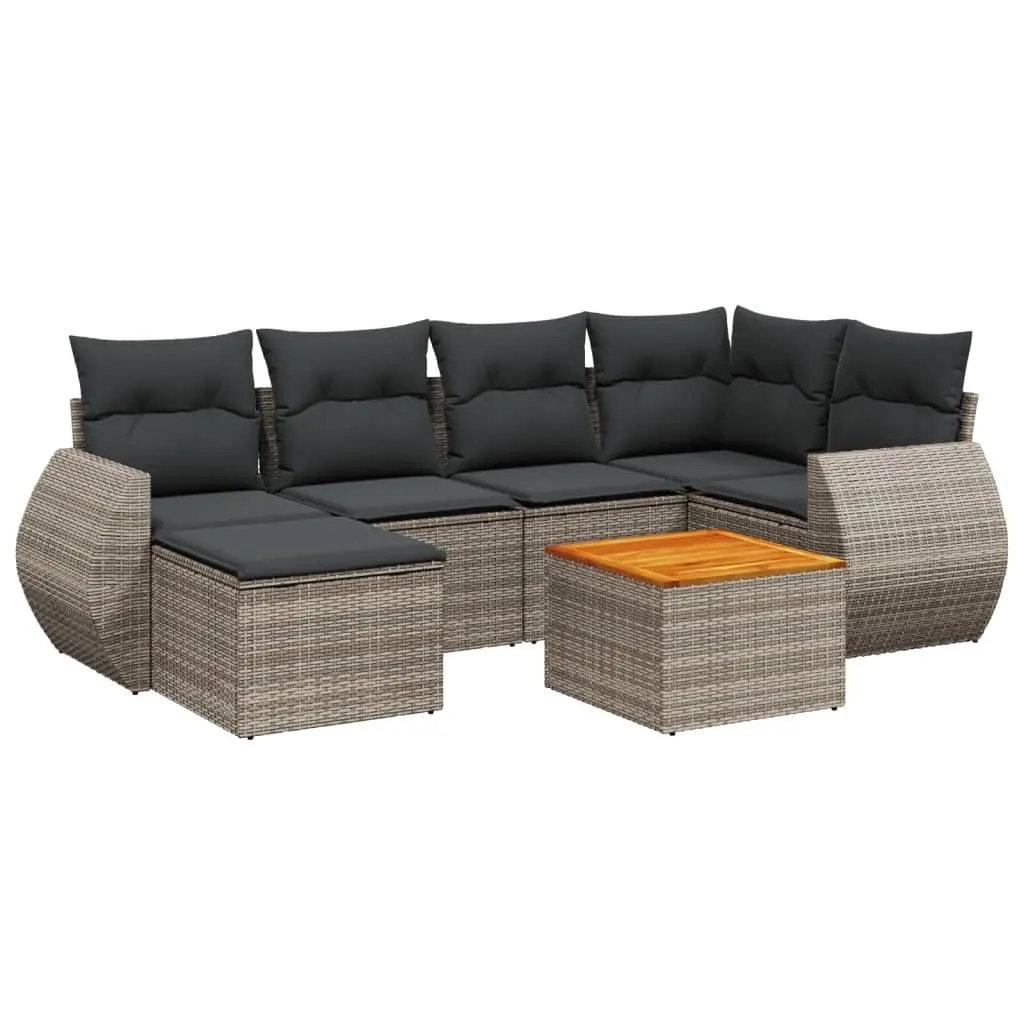 7 Piece Garden Sofa Set with Storage Cushions Grey Outdoor Patio Furniture