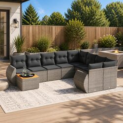 Garden Sofa Set 10 Piece Outdoor Furniture Patio Grey Poly Rattan Modular