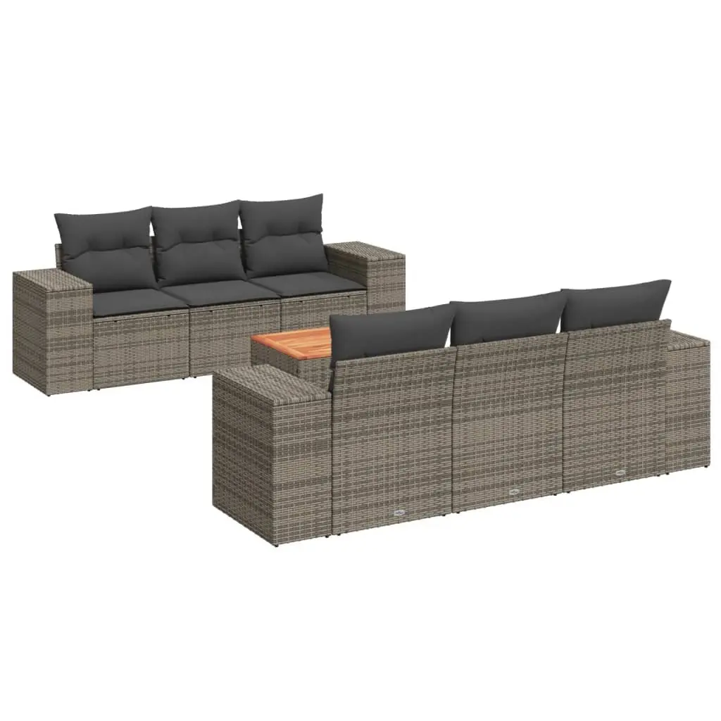 7 Piece Garden Sofa Set Grey Poly Rattan Outdoor Furniture Patio Sectional