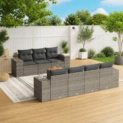 Garden Sofa Set 8 Piece Outdoor Furniture Grey Poly Rattan Modular Patio Lounge
