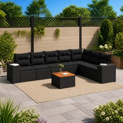 Garden Sofa Set 8 Piece Outdoor Furniture Patio Sectional Black Rattan Modular