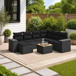 Garden Sofa Set 8 Piece Outdoor Furniture Patio Sectional with Storage Cushions