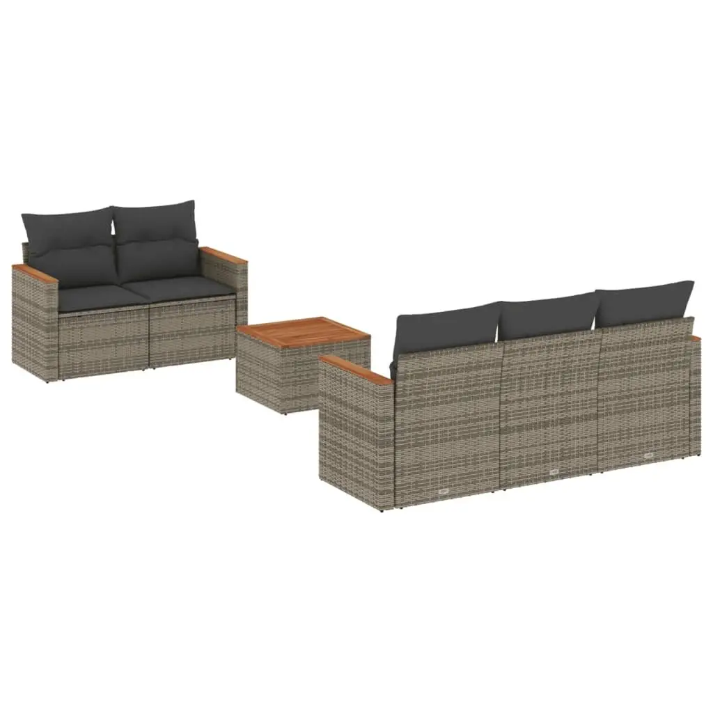 Garden Sofa Set 6 Piece Outdoor Furniture Patio Grey Poly Rattan with Storage
