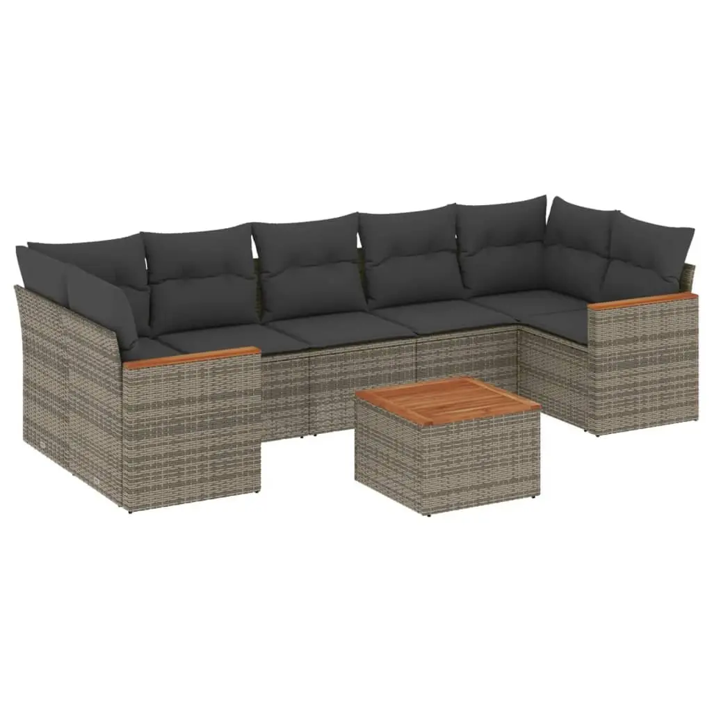 Garden Sofa Set 8 Piece Outdoor Furniture Grey PE Rattan Patio Seating