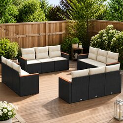 Garden Sofa Set 12 Piece Black Poly Rattan Outdoor Patio Furniture Modular