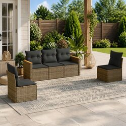 Garden Sofa Set 5 Piece Outdoor Furniture Patio Sectional Grey Rattan Modular
