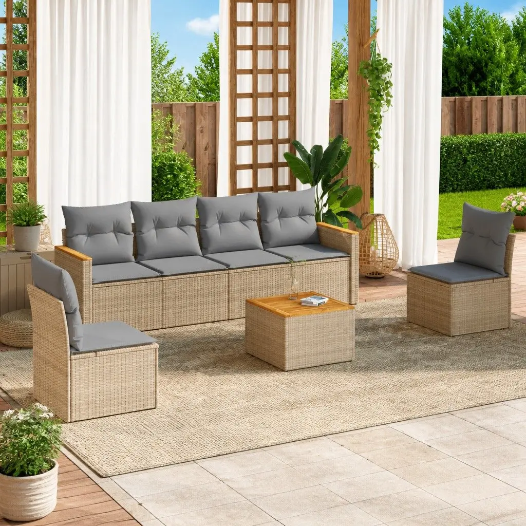 7 Piece Garden Sofa Set Outdoor Furniture Patio Sectional with Cushions Beige
