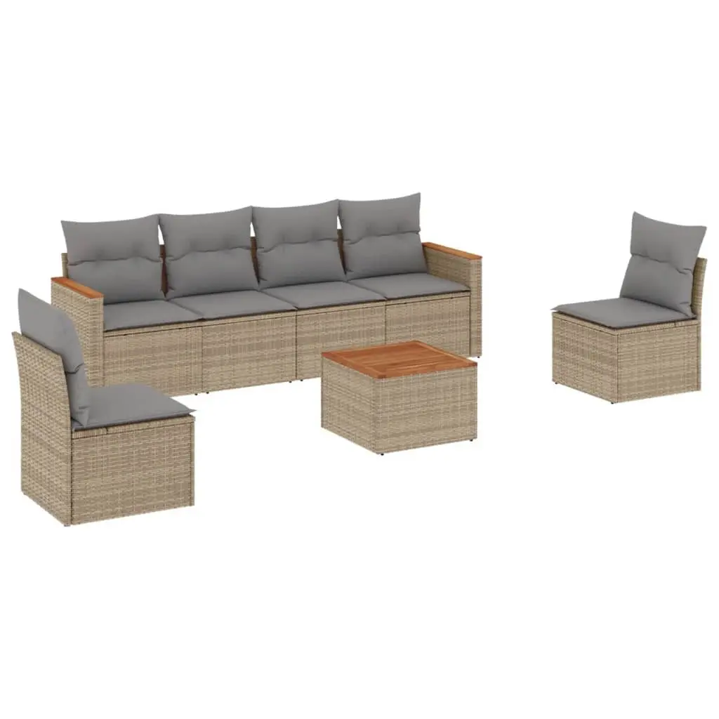 7 Piece Garden Sofa Set Outdoor Furniture Patio Sectional with Cushions Beige