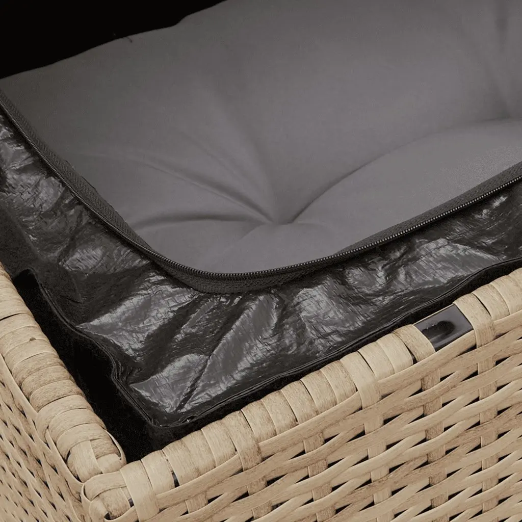 7 Piece Outdoor Garden Sofa Set Patio Furniture with Storage Cushions Beige