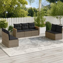 Garden Sofa Set 7 Piece Outdoor Furniture Patio Seating Grey Rattan Modular