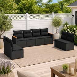 Garden Sofa Set 8 Piece Outdoor Furniture Patio Black Rattan Modular Lounge