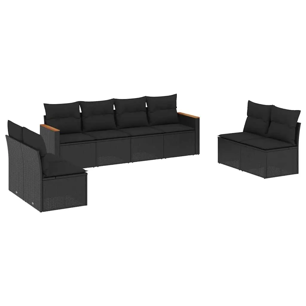 Garden Sofa Set 8 Piece Modular Outdoor Furniture Black Rattan