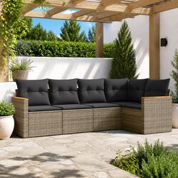 Garden Sofa Set 5 Piece Outdoor Furniture Patio Lounge with Cushions Grey