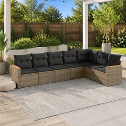 Garden Sofa Set 7 Piece Outdoor Furniture Patio Lounge Grey with Cushions