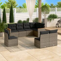 Garden Sofa Set 8 Piece Outdoor Furniture Modular Patio Lounge Grey Rattan