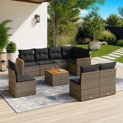 Garden Sofa Set 9 Piece Outdoor Furniture Patio Lounge with Storage Grey