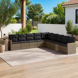 Garden Sofa Set 9 Piece Outdoor Furniture Patio Lounge Grey Poly Rattan Modular