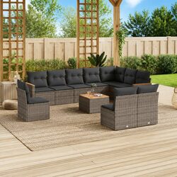 Garden Sofa Set 11 Piece Outdoor Furniture Grey Rattan Patio Seating with