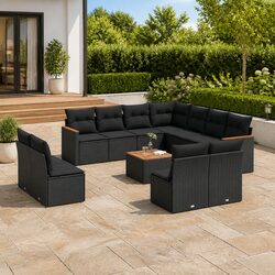 Garden Sofa Set 12 Piece Outdoor Furniture Patio Lounge Black Rattan Modular