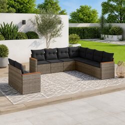 Garden Sofa Set 9 Piece Outdoor Furniture Patio Seating with Cushions Grey