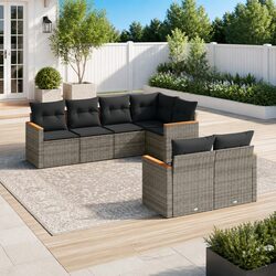 Garden Sofa Set 7 Piece Outdoor Furniture Patio Lounge Grey Rattan Modular