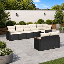 Garden Sofa Set 8 Piece Outdoor Furniture Patio Lounge Black Modular Seating